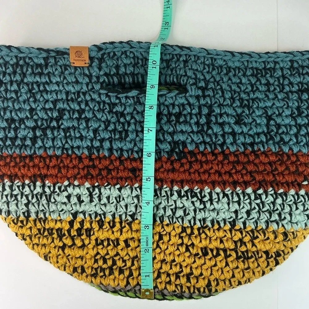 Handcrafted Multicolor Crochet Scrap Woven Tote Bag Basket Storage Handmade Knit